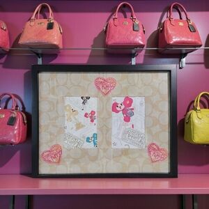 Framed Coach Artwork with Heart Accents